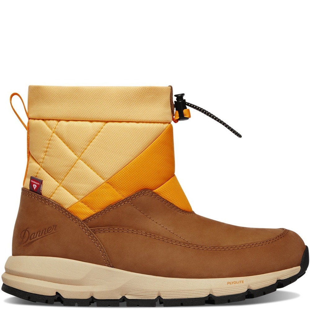 Danner Cloud Cap Boots Primaloft Vibram‎ Arctic Grip Brown Yellow Womens NEW